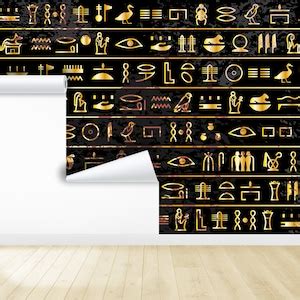 Egyptian Hieroglyphs Wall Art Wallpaper Ancient Egyptian Papyrus & Gold ...