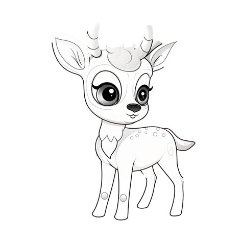 Coloring Book For Kids With A Cute Deer In The Space Galaxy, Cartoon ...