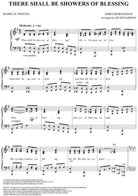 There Shall Be Showers of Blessing" Sheet Music for Piano Solo - Sheet ...