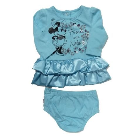 Disney - Disney Infant Girls Blue Minnie Mouse Satin Ruffle Dress Set 2 ...