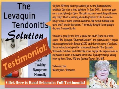 Wow, I just got a fantastic testimonial for The Levaquin Tendonitis Solution, my ebook! I feel ...