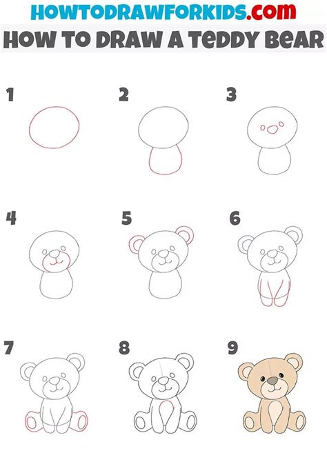 How to Draw a Teddy Bear Step by Step - Drawing Tutorial For Kids ...