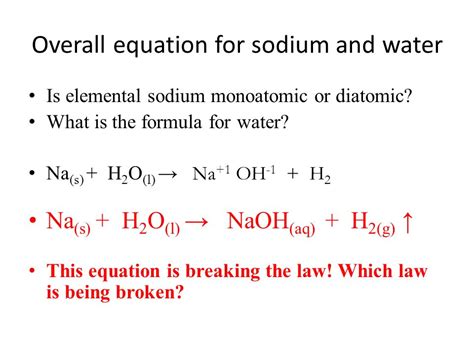 Sodium And Water Equation