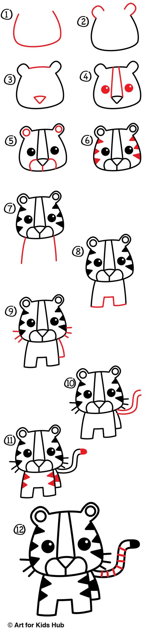 How To Draw A Cartoon Tiger - Art For Kids Hub