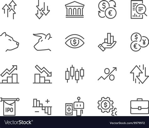 Line stock market icons Royalty Free Vector Image