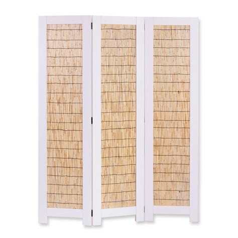 White Natural Panel Room Divider Screen