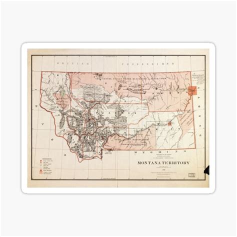 "Map of Montana Territory by Charles Roeser (1879)" Sticker by ...