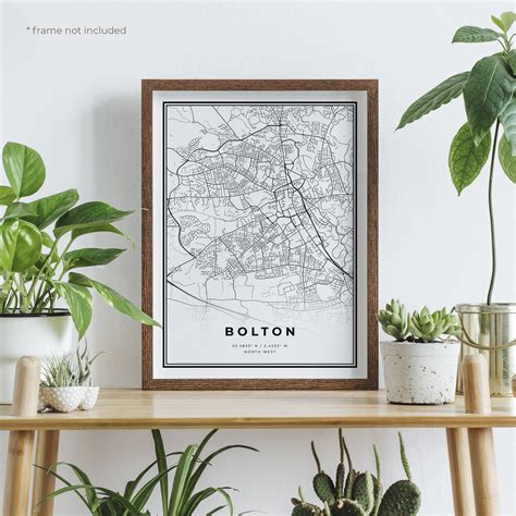 Bolton Map Print Bolton Street Map Poster UK Modern | Etsy