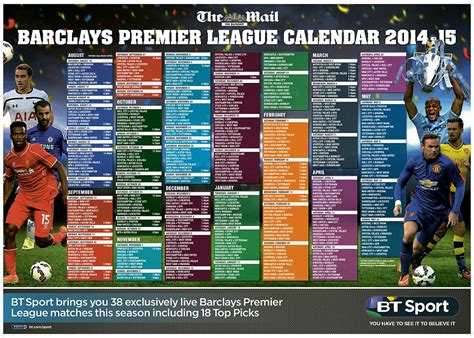 Premier League Schedule Calendar - Lesli Noellyn