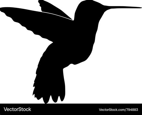 Black silhouette of hummingbird Royalty Free Vector Image