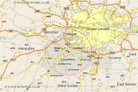 Ripley Map - Street and Road Maps of Surrey England UK