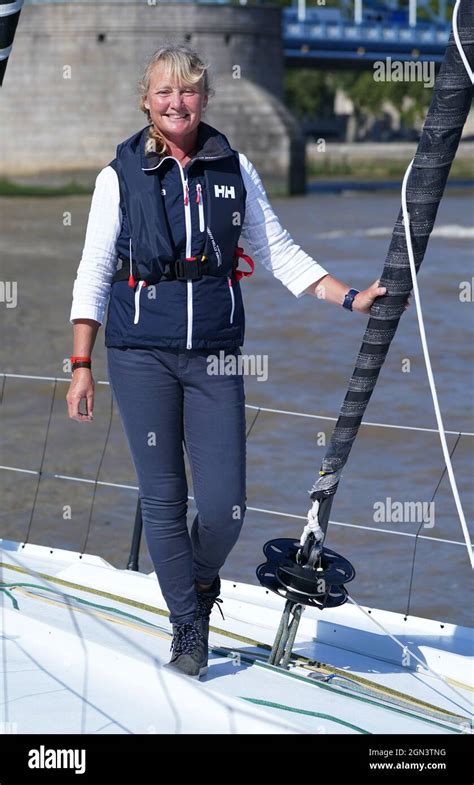 Sailor Pip Hare during the official naming of her new Vendee Globe boat Medallia, an IMOCA 60 ...