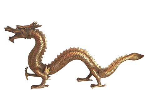 Mid-Century Gold Brass Dragon Statue | Chairish