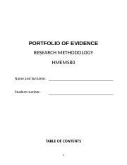 Sample Portfolio Of Evidence