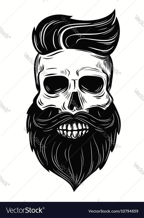 vector Bearded skull illustration on white background. Download a Free ...