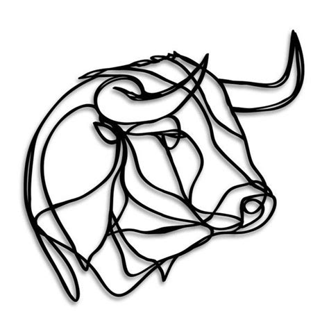 Bull Head Wooden Wall Art - modern line drawing wall decor Bull Tattoos, Taurus Tattoos, Body ...