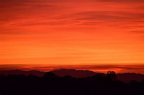 sunset sky red and silhouette 4k HD Wallpaper