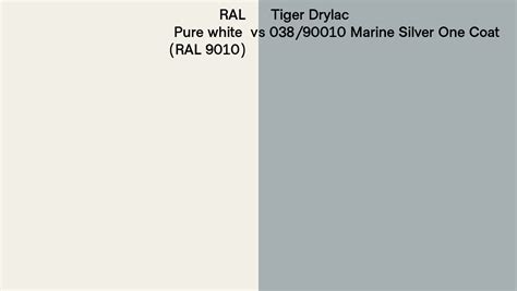 RAL Pure white (RAL 9010) vs Tiger Drylac 038/90010 Marine Silver One ...