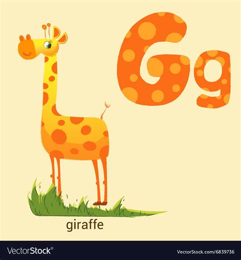 Letter g with cute giraffe Royalty Free Vector Image