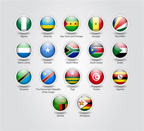 Premium Vector | 3D Icons glossy set for African countries flags