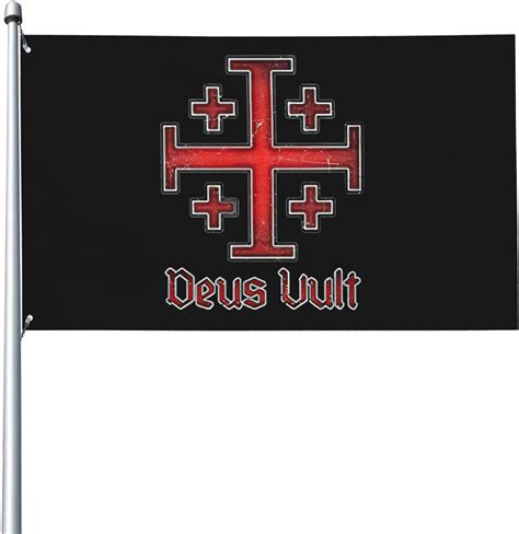 Jerusalem Knight Templar Crusader Cross Deus Vult Flag, 3Ply Polyester ...