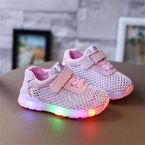 Girls Colorful Led Children Shoes Sneakers With Light Up Soles Summer Mesh Glowing Sneakers Led ...