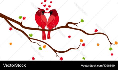 Love birds on tree branch Royalty Free Vector Image