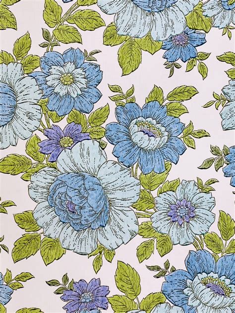 Vintage blue flowers wallpaper | Vintage Wallpapers - Online Shop