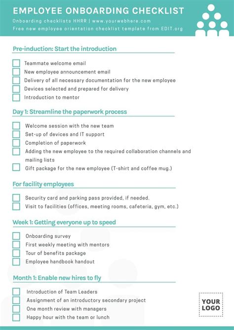 Editable New Hire Onboarding Checklist Templates