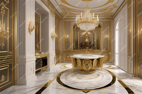 Premium AI Image | Marble Tiles with Gold Texture