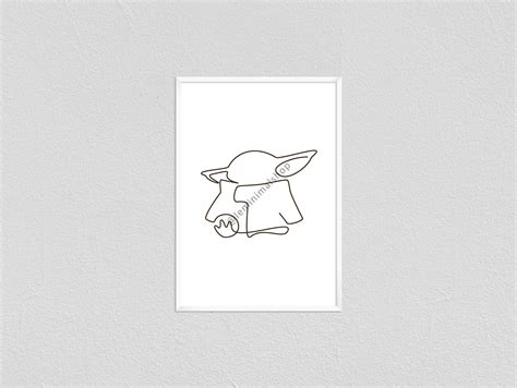 Baby Yoda Grogu Star Wars Mandalorian Minimalist Line Drawing - Etsy Canada