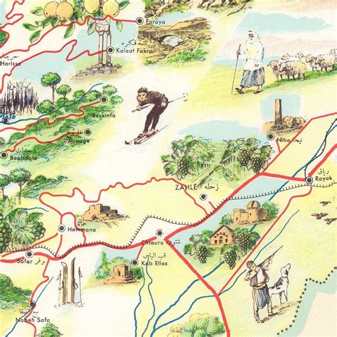 Old Map of Lebanon 1955 Tourist Map Beautiful Map Fine - Etsy