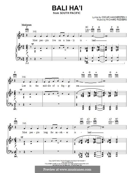 Bali Ha'i by R. Rodgers - sheet music on MusicaNeo