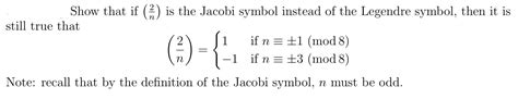 Solved Show that if (2.) is the Jacobi symbol instead of the | Chegg.com