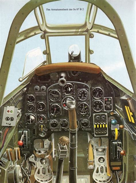 Cockpit of the Junkers Ju-87 B 2, Single engine German dive bomber. Aircraft Painting, Aircraft ...