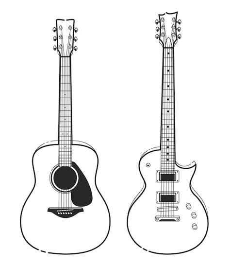 Acoustic Guitar Drawing Outline