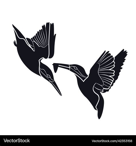 Kingfisher silhouette Royalty Free Vector Image