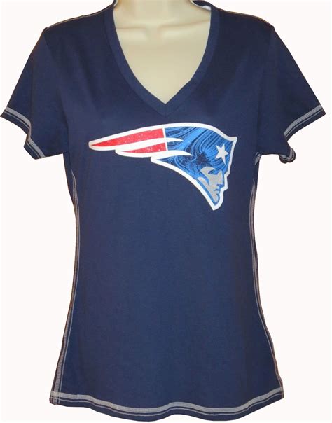 New England Patriots ~ Women's Shimmer Team Logo V Neck Navy Shirt ...