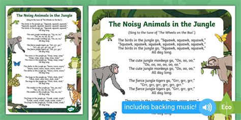 The Noisy Animals in the Jungle Song (teacher made) - Twinkl