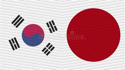 Japan and South Korea Flags, Obsolete Torn Weathered, Crisis Concept ...