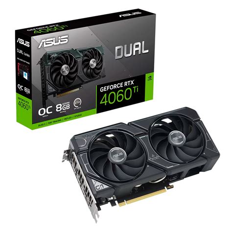 Tarjeta de Video GeForce RTX 4060 TI ASUS DUAL OC 8GB / Doble Ventilador / 128-bit / GDDR6 / 3 ...