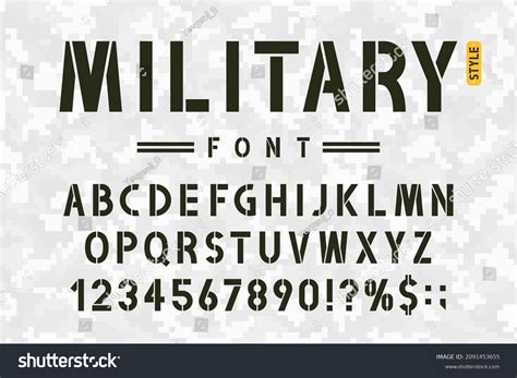 Military Stencil Font On Camouflage Background Stock Vector (Royalty ...