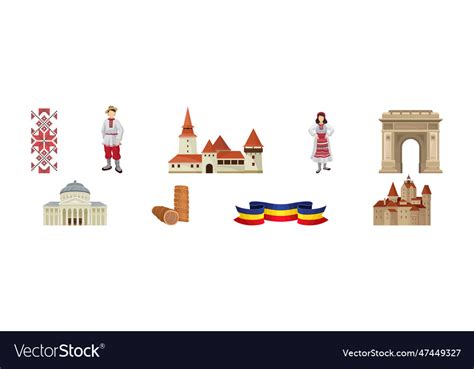 Cultural symbols of romania and traditional Vector Image