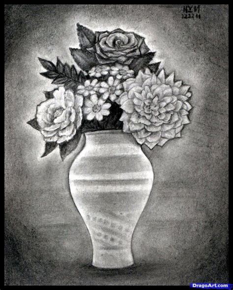 Pencil Drawing Of Flower Vase With Flowers Pencils Sketches Of Flower Vase – Pencils Sketches ...