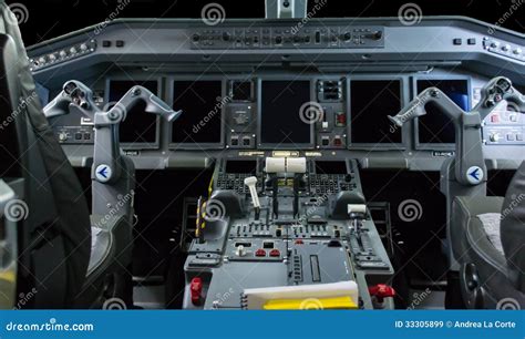 Cockpit of Embraer 175 editorial stock image. Image of instruments ...