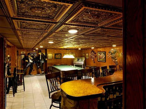 Man Cave - Bar, Billiards, Poker, and awesome Ceiling Tiles | Basement decor, Bars for home, Man ...