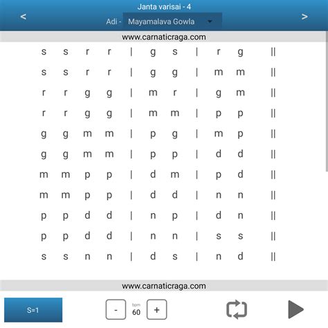 Janta varisai 4 from Carnatic Raga app. Practice Carnatic Lessons ...