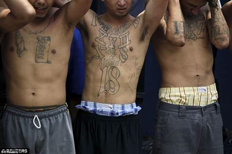 Bare-chested tattooed gang members paraded in El Salvador street ...