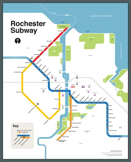 Rochester Subway : Modern Rochester Subway Map [ 16" x 20" Poster ]