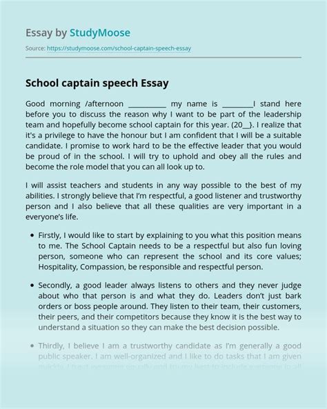 an article in the book school captain speech